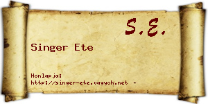 Singer Ete névjegykártya